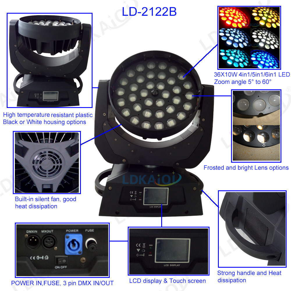 Led Zoom Wash Moving Heads Light 36*12W 4in1/5in1/6in1(图1)